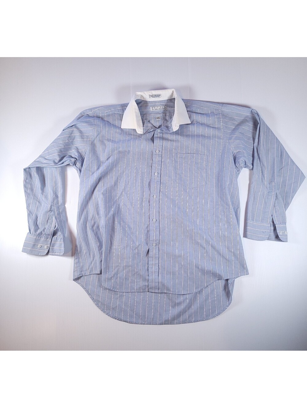 editions by van heusen dress shirt men Xl or 17 1/2 blue 80s style collar